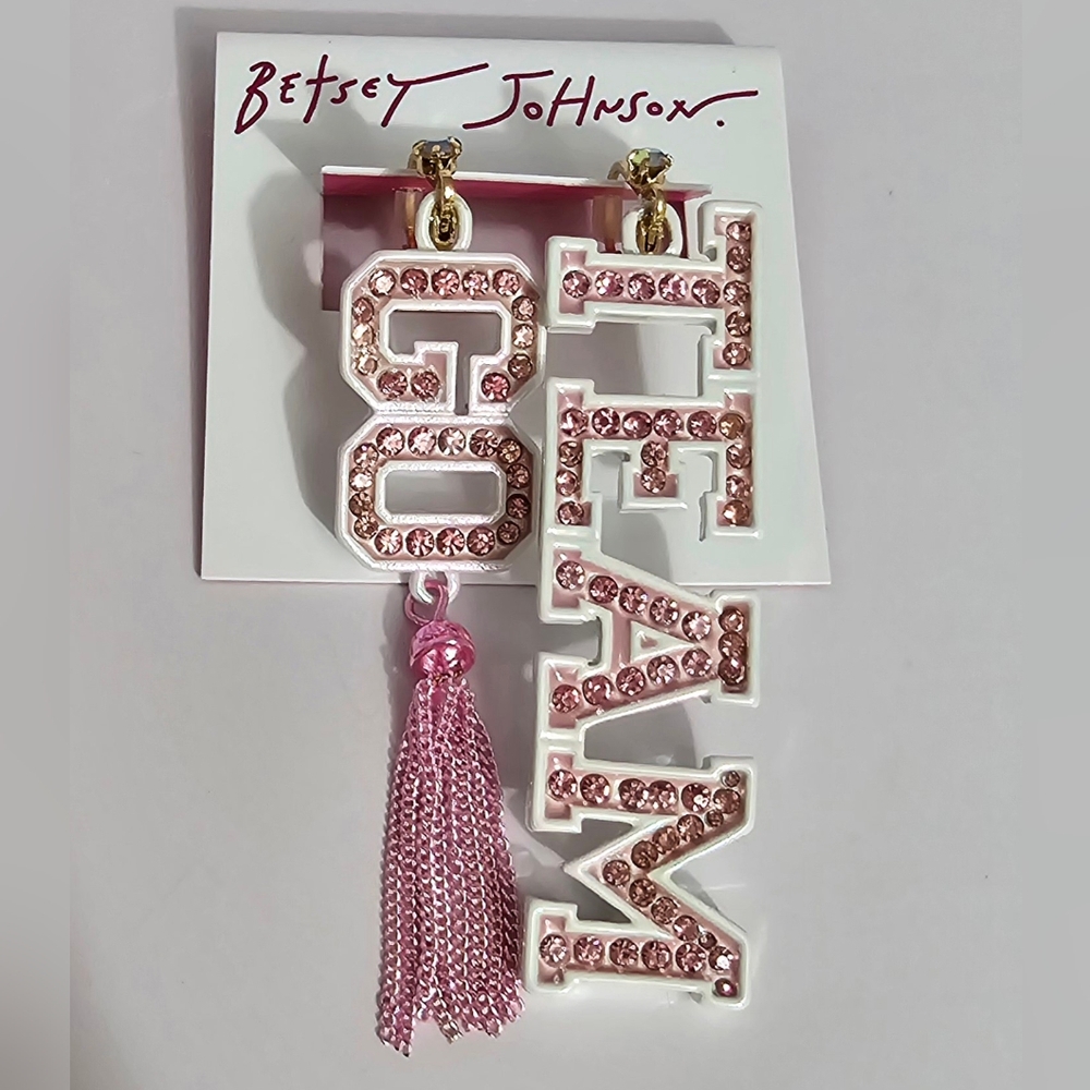 Betsey Johnson Go Team Earrings! NWT! - Picture 2 of 13
